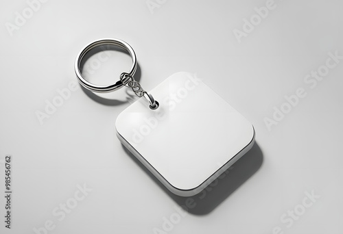 Square key chain with white space for decoration.