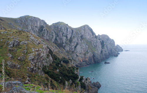 Aerial view of Seomdeung Peninsula on the sea at Gageodo Island near Sinan-gun, South Korea