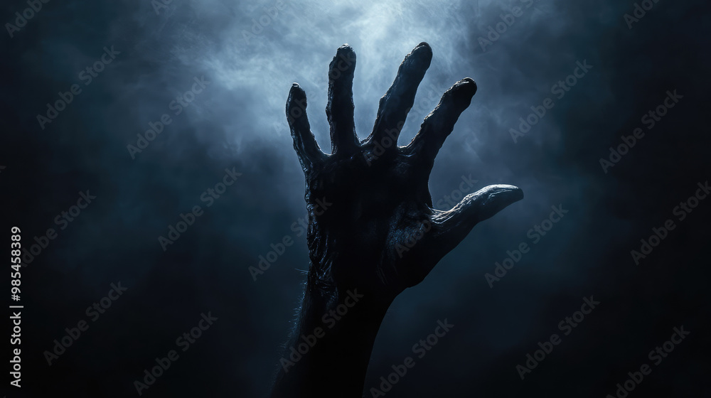 A chilling hand emerges from the shadows, its bony fingers outstretched and claw-like, creating a sense of dread. A chilling hand emerges from the shadows, its bony fingers outstretched and claw-like, creating a sense of dread.