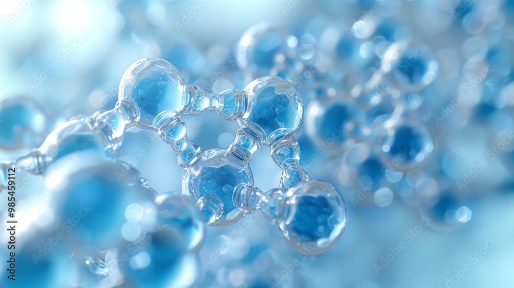 Molecules on light blue background. biology and chemical concept, Science or medical, 3D illustration Molecules on light blue background. biology and chemical concept, Science or medical, 3D illustration