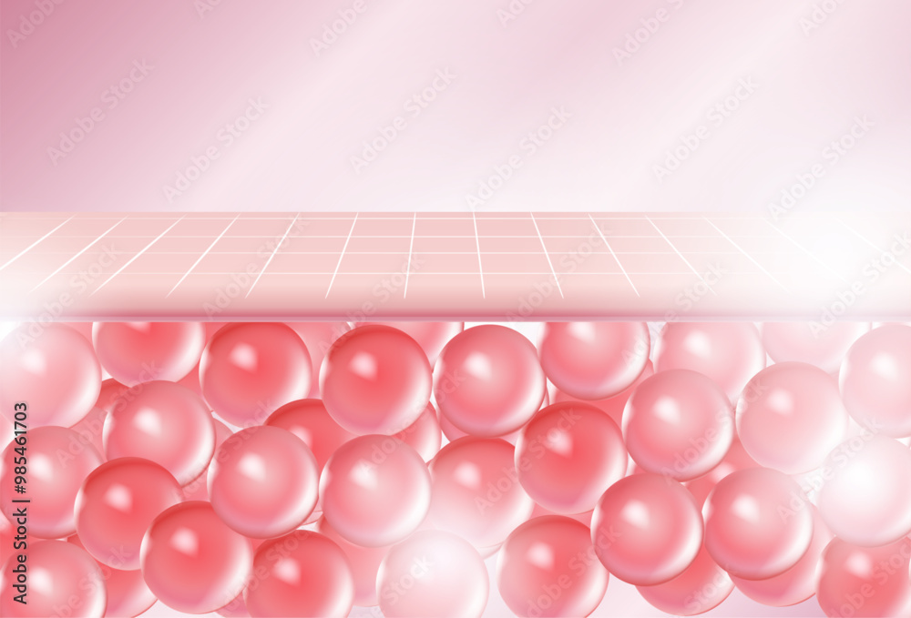 tissue repair serum on damaged or bumpy skin cells, 3d vector illustration
