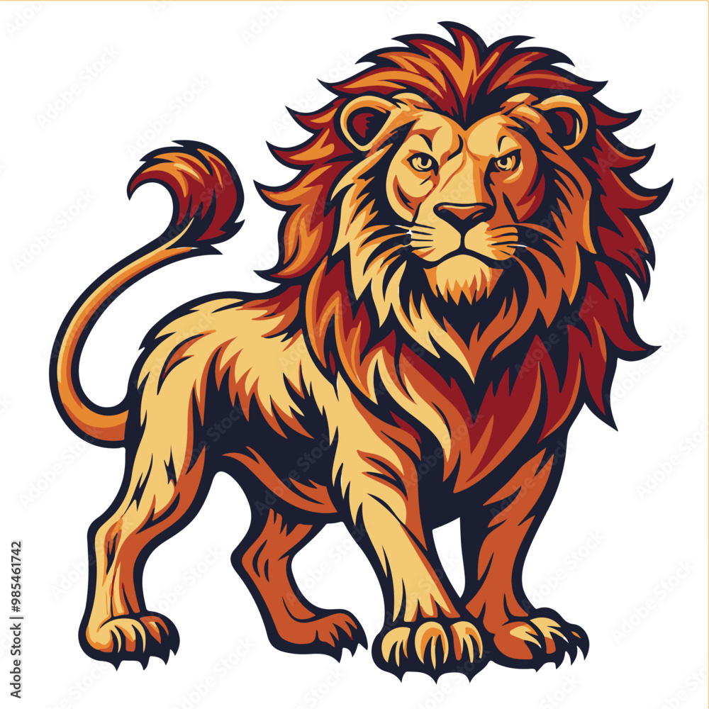 Fototapeta premium MAJESTIC AMBER EYES LION VECTOR ART