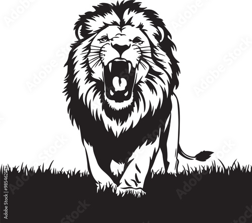 ROARING LION EXPRESSION POWERFUL VECTOR ART ILLUSTRATION