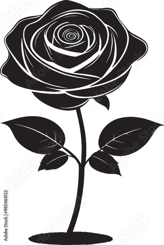 VINTAGE STYLE ROSE VECTOR ART ILLUSTRATION