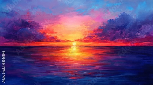 Sunset Sea Painting.