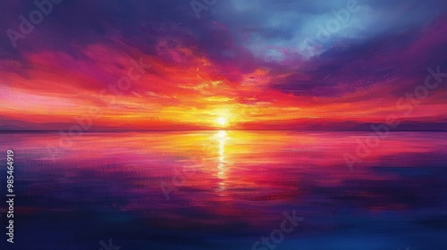 Sunset Sea Painting.