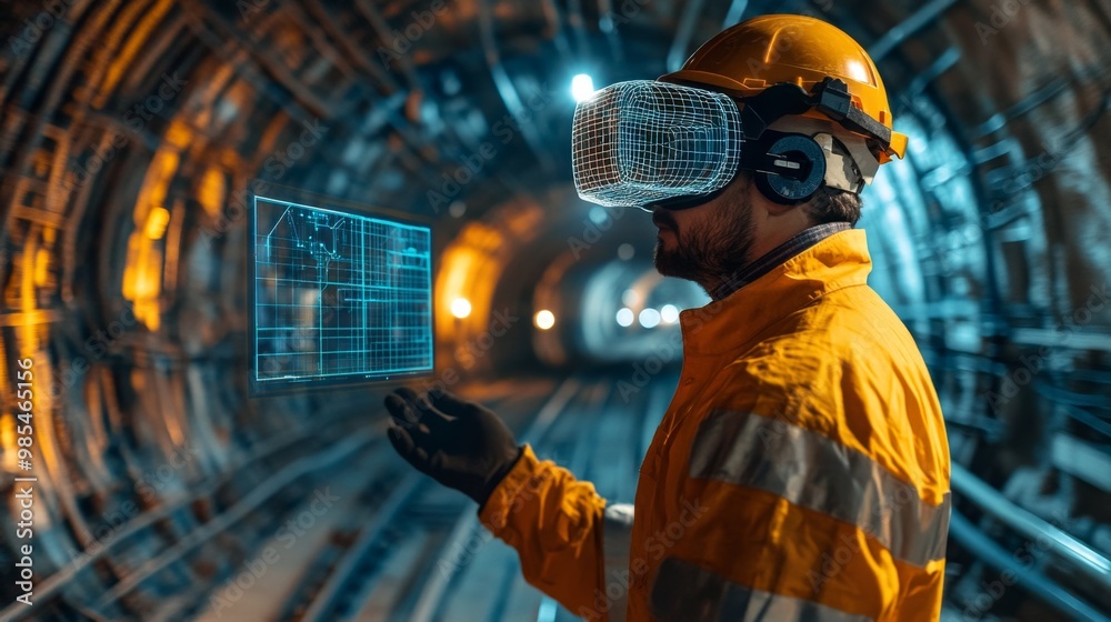 Fototapeta premium VR Engineer Tunnel Inspection.