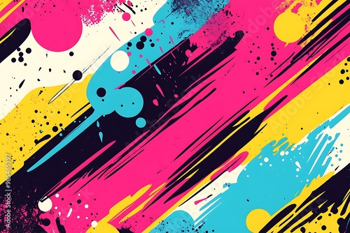 a colorful abstract painting with a black background and a red frame with a black border and a white border with a black border and a red border with a black border