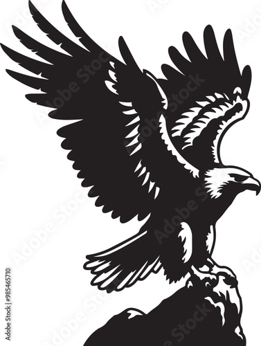 EAGLE MAJESTIC SOARING VECTOR ART ILLUSTRATION