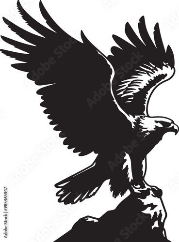 EAGLE WATCHING FROM A FAR VECTOR ART ILLUSTRATION