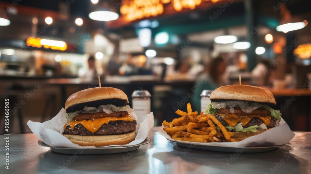 Monster burgers with black buns glowing cheese