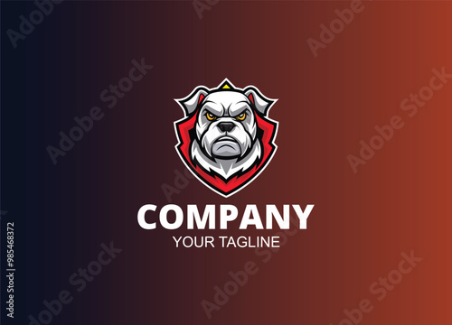 Hand drawn, Mascot and minimalistic style bulldog logo template photo