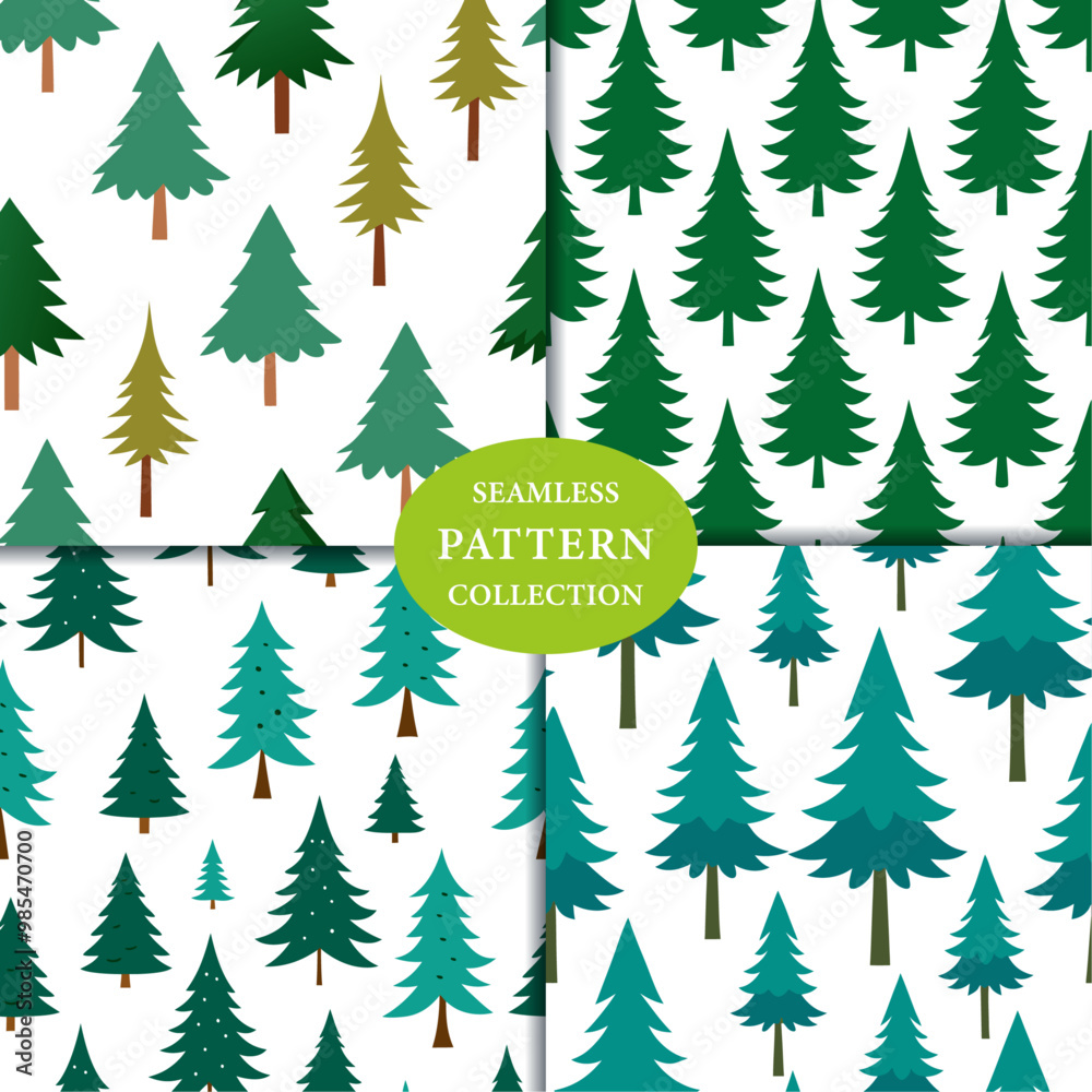 Fototapeta premium pine tree forest vintage Seamless Pattern Background