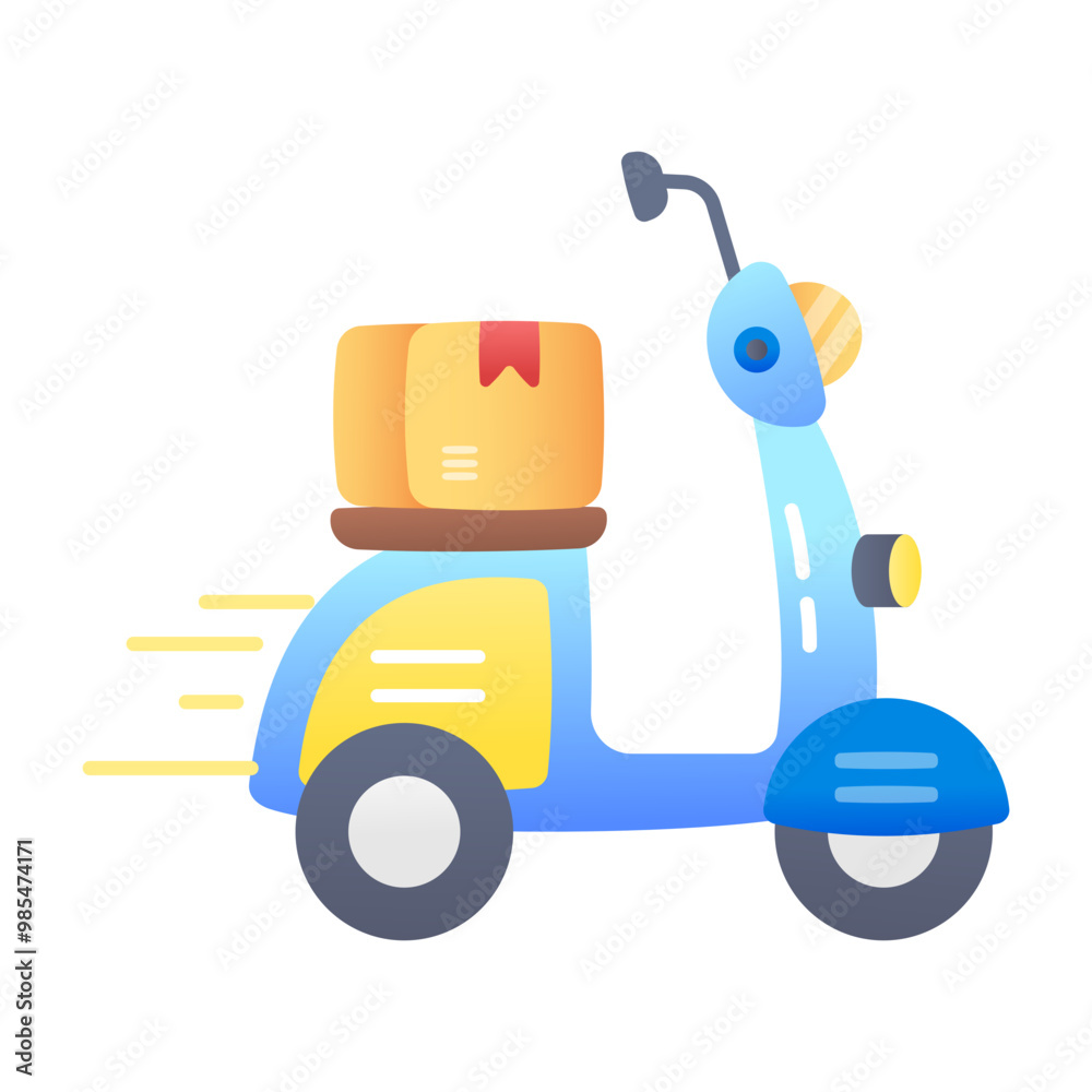 A flat icon of scooter delivery A flat icon of scooter delivery