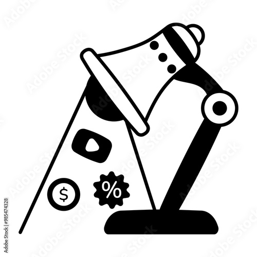 A glyph icon of creative marketing 