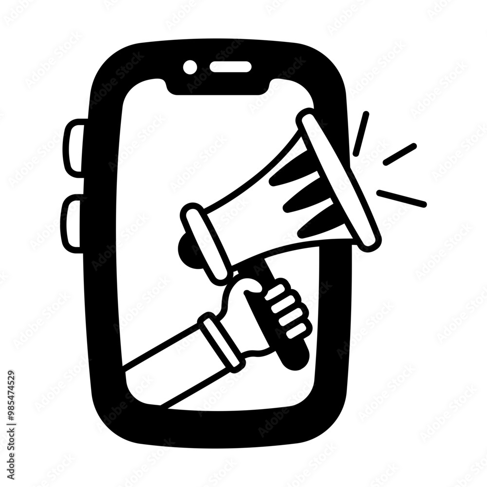A glyph style icon of online marketing A glyph style icon of online marketing