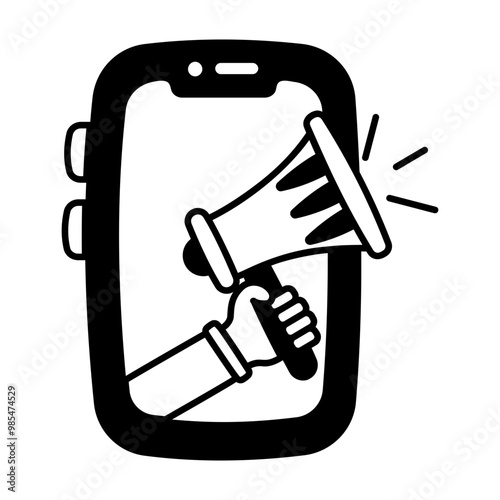 A glyph style icon of online marketing 