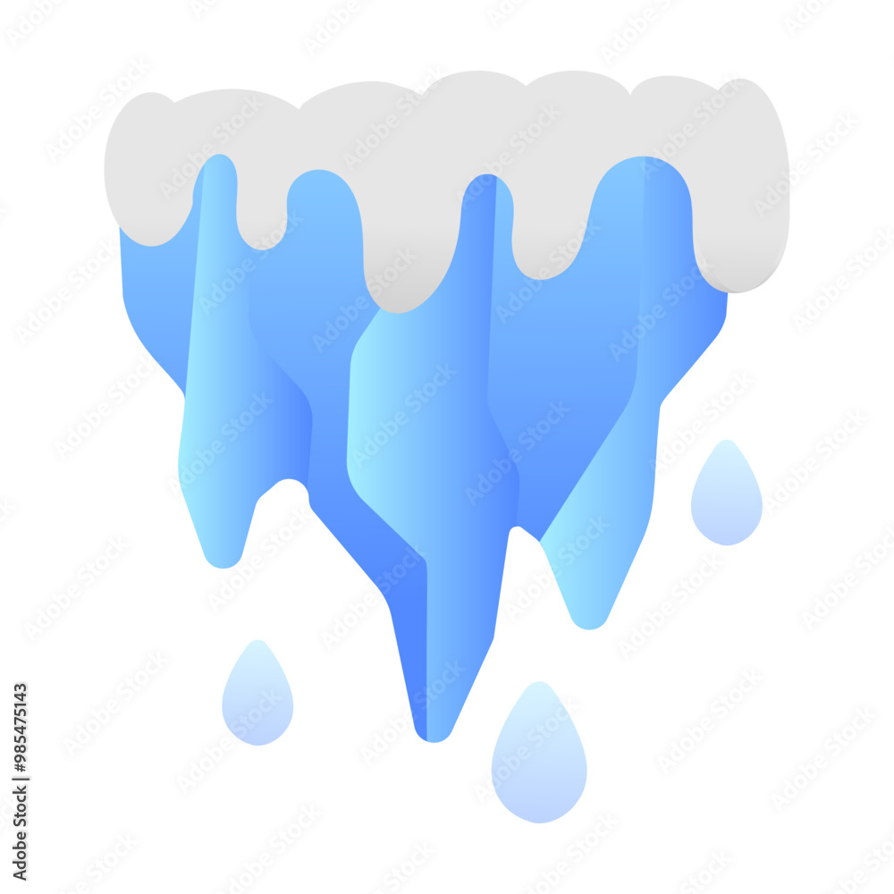 A flat style icon of melting iceberg A flat style icon of melting iceberg