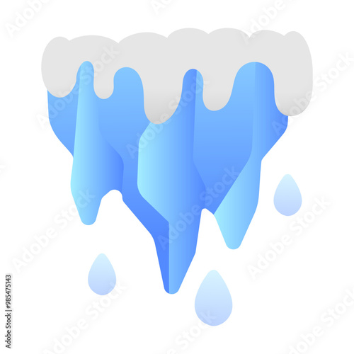 A flat style icon of melting iceberg 