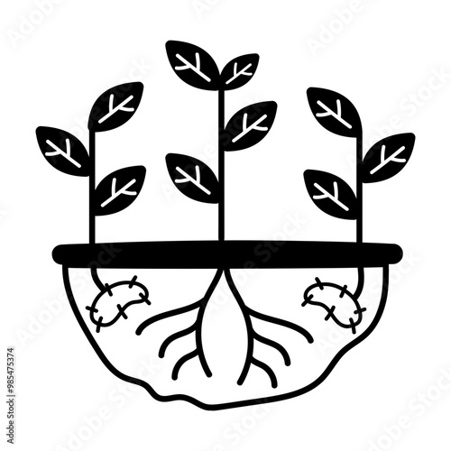 Root rot icon in glyph style
