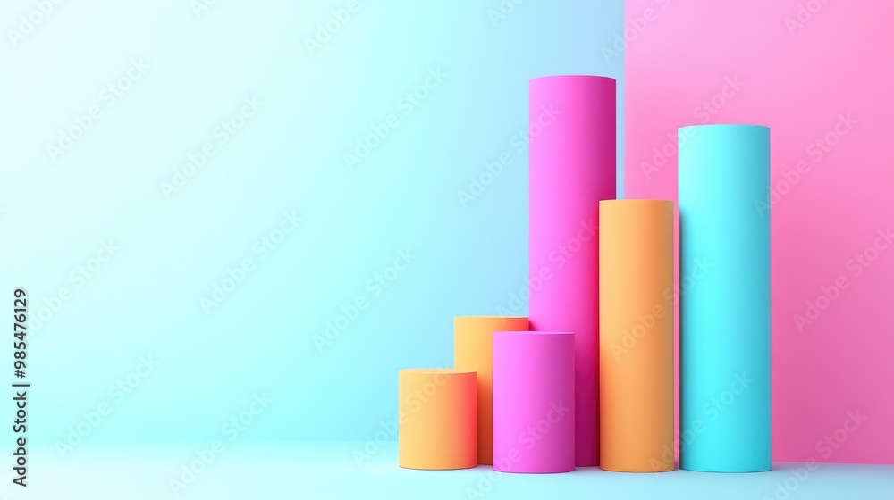 Colorful Cylinders on a Pastel Background. Colorful Cylinders on a Pastel Background.