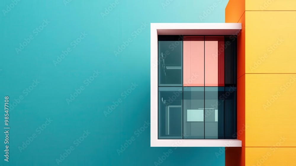 Obraz premium Modern architectural design featuring a vibrant color palette and geometric shapes, symbolizing creativity and innovation.
