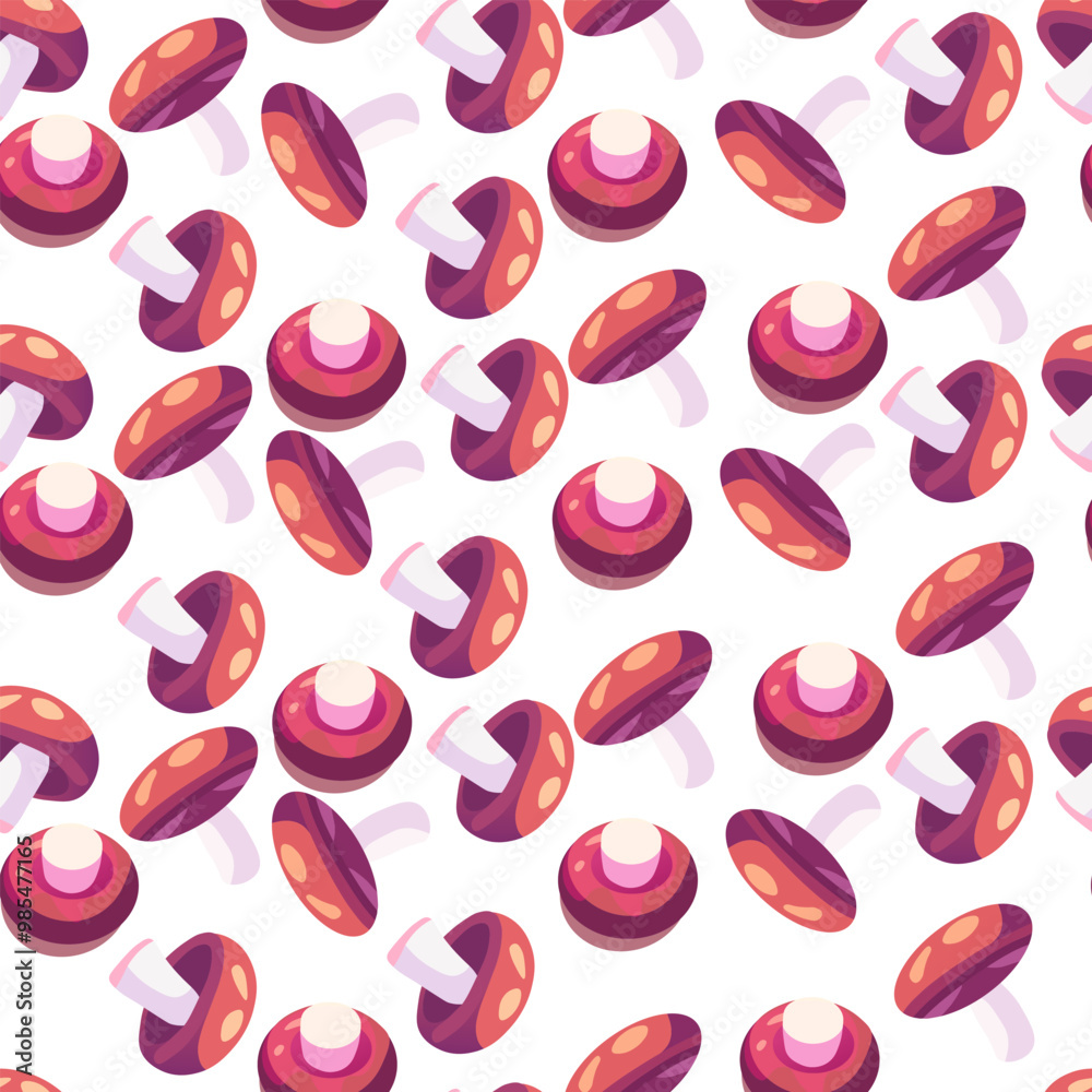 Playful seamless vector pattern of pink mushrooms on a dark background Playful seamless vector pattern of pink mushrooms on a dark background