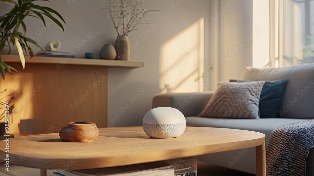 Miniature signal booster disguised as an ornament, amplifying signal in a stylish living room. Miniature signal booster disguised as an ornament, amplifying signal in a stylish living room.
