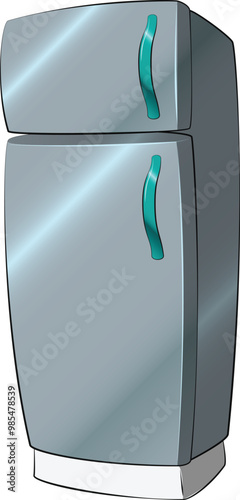 Modern side by side Stainless Steel Refrigerator. Fridge Freezer Isolated on a White Background