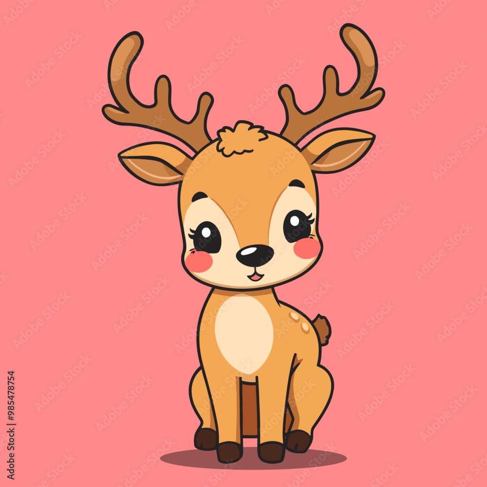 Cute Deer Illustration. Flat Cartoon Style Vector PNG Transparent Nursery Cutout Clipart Digital Planner Sticker Cute Deer Illustration. Flat Cartoon Style Vector PNG Transparent Nursery Cutout Clipart Digital Planner Sticker