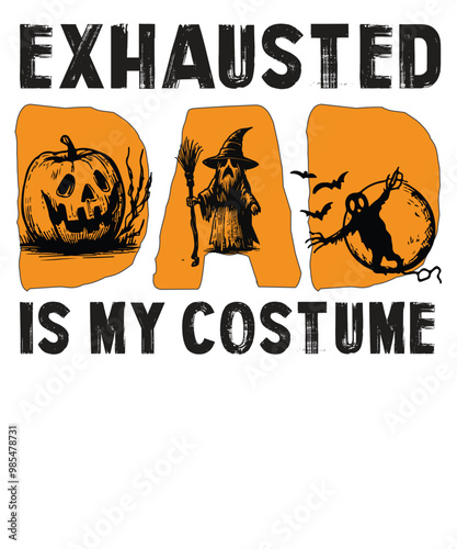 Exhausted Dad Costume Funny Matching Halloween Men Gift T-Shirt design vector, 
costume, halloween, exhausted, dad, t-shirt, matching, gift, men, funny, shirts, couples, Exhausted Dad Costume, 
dad ha