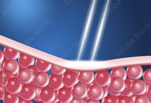 Vitamin serum laser repairs bumpy skin. 3d illustration