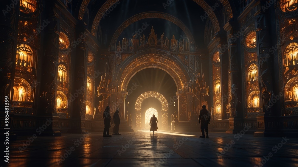 Fototapeta premium Majestic Gateway to Valhalla, Dramatic Mythical Entrance