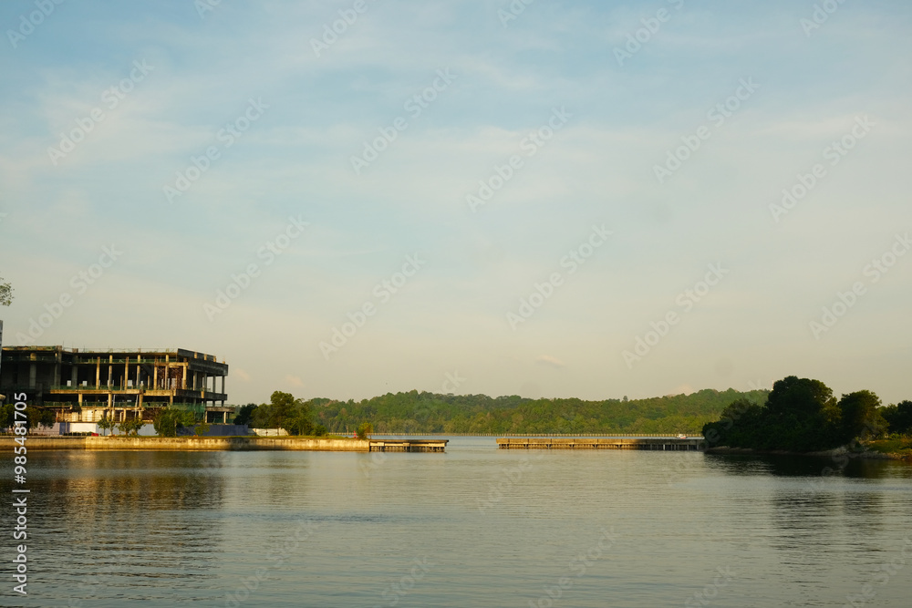 A picture of landscape of abandon harbor between the border of Johor and Singapore. A picture of landscape of abandon harbor between the border of Johor and Singapore.