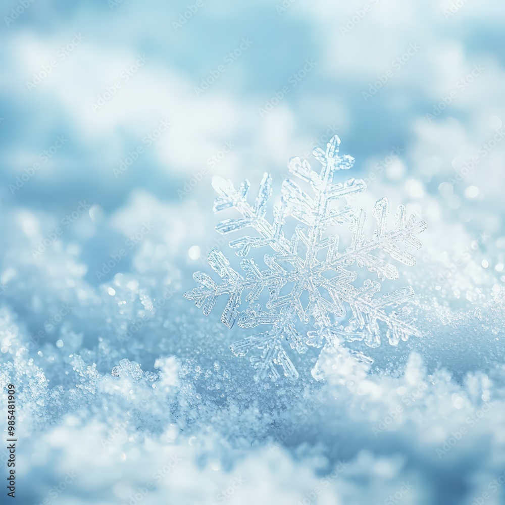 Single snowflake on snow Single snowflake on snow