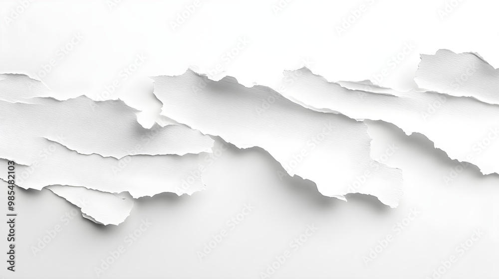 Obraz premium Isolated White Torn Paper Strips: A Versatile and Textured Background Element with Raw Edges