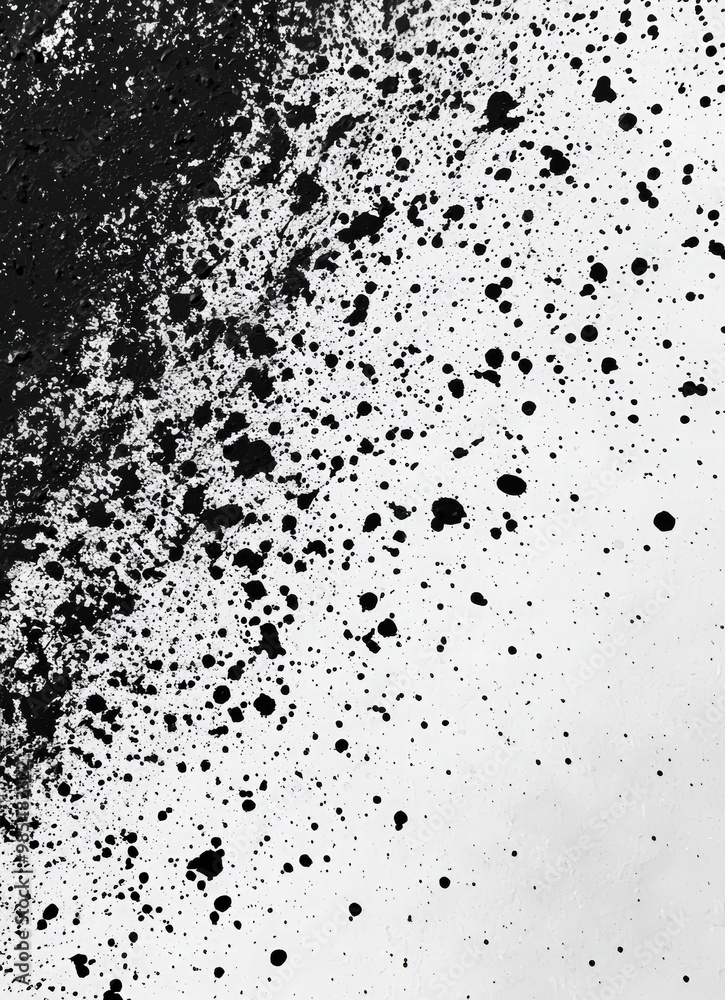 Black ink splatters on white
