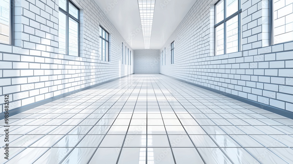 Obraz premium Sunlit School Hallway - Minimalist Duotone