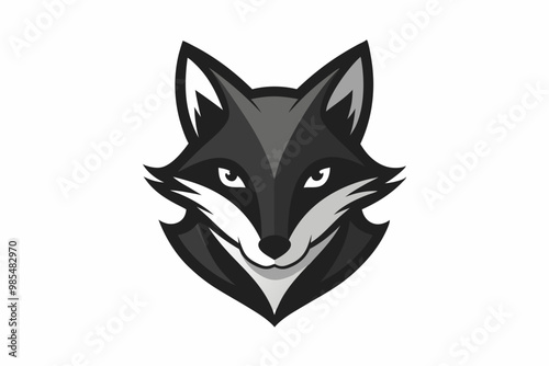 fox head icon, logo isolated on white background. silhouette vector art illustration.