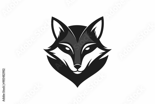 fox head icon, logo isolated on white background. silhouette vector art illustration.