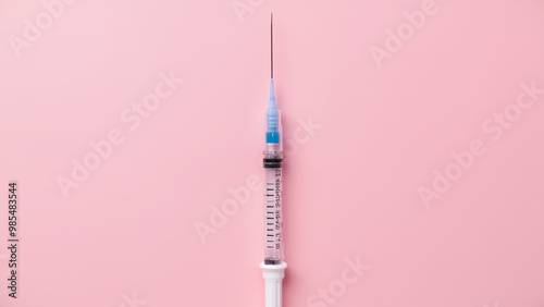 medical drug Ozempic injection lies on a pink background Medicine and weight loss concept injectors dosing pens for subcutaneous injection of antidiabetic medication or anti-obesity photo