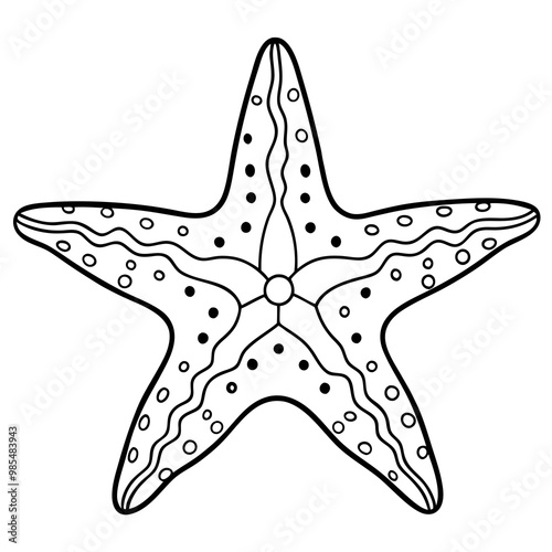 Intricate Starfish Line Art on Ocean Floor Vector Design