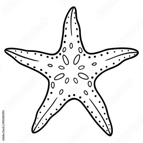 Intricate Starfish Line Art on Ocean Floor Vector Design