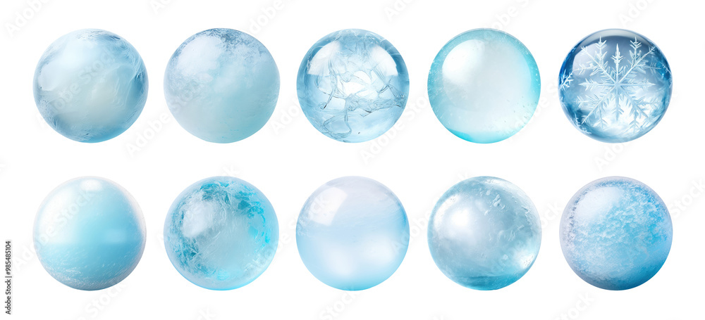 Set of ice spheres isolated on transparent background Set of ice spheres isolated on transparent background