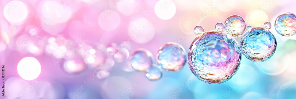 Abstract iridescent bubbles on a pastel background. Abstract iridescent bubbles on a pastel background.