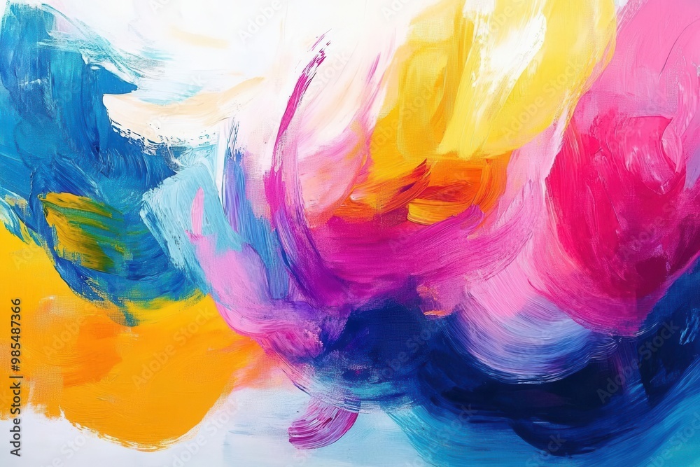 Obraz premium A vibrant abstract expressionist artwork in bold colors