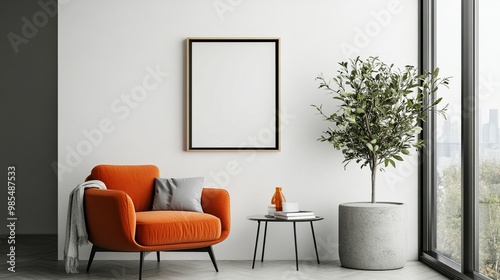 Scandinavian Interior Design of a Modern Living Room Featuring a Stylish Poster Mockup