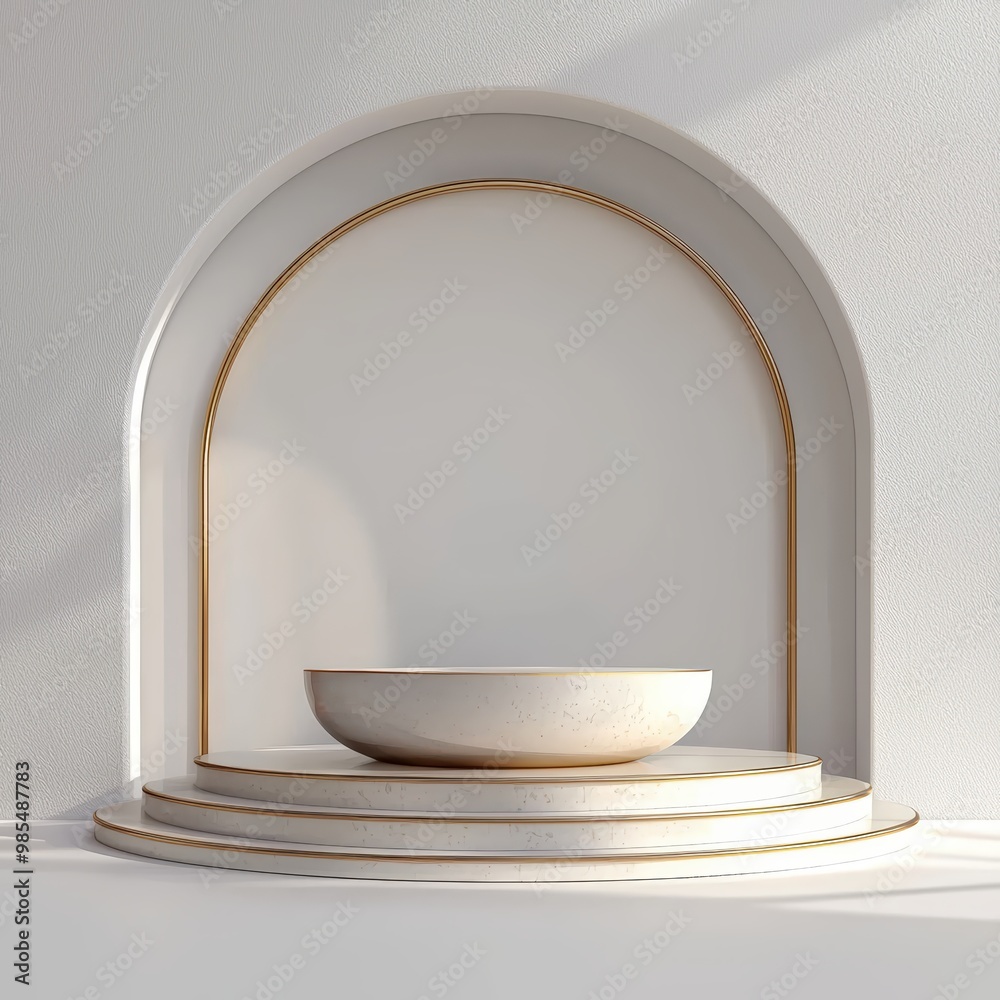 White marble podium with gold White marble podium with gold