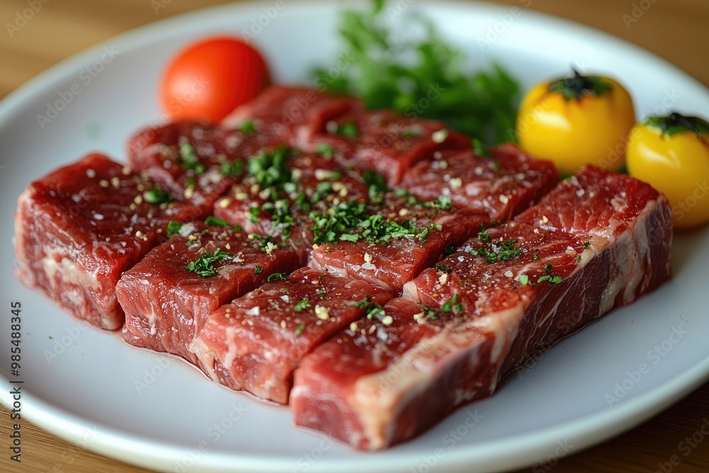 Raw beef short ribs seasoned and ready for grilling