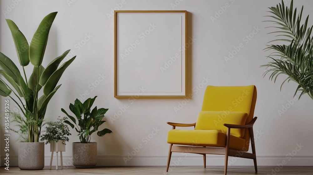 Scandinavian Interior Design of a Modern Living Room Featuring a Stylish Poster Mockup Scandinavian Interior Design of a Modern Living Room Featuring a Stylish Poster Mockup